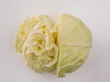 Half and chopped cabbage in heart shape
