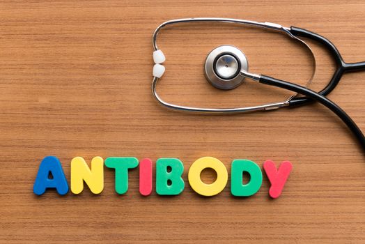 antibody colorful word on the wooden background