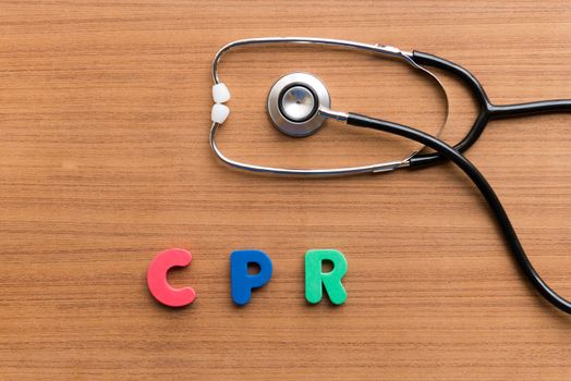 CPR colorful word on the wooden background