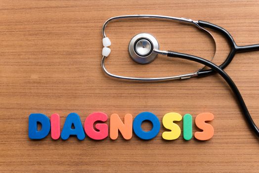 diagnosis colorful word on the wooden background