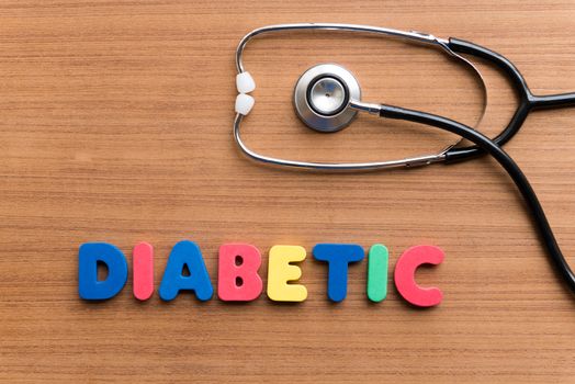 DIABETIC colorful word on the wooden background