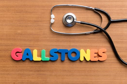 gallstones colorful word on the wooden background