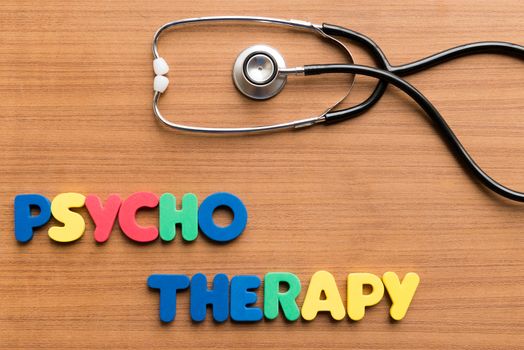colorful psychotherapy on the wooden background
