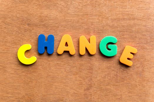 change colorful word on the wooden background