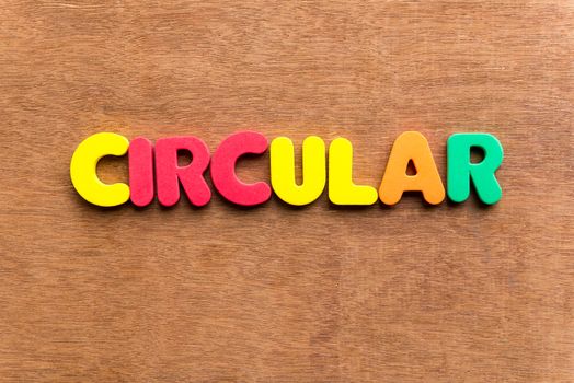 circular colorful word on the wooden background