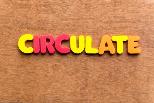 circulate colorful word on the wooden background