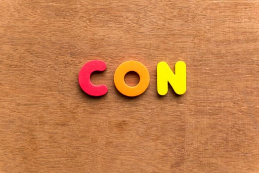 con colorful word on the wooden background