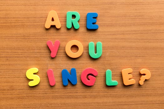 are you single colorful words on the wooden background