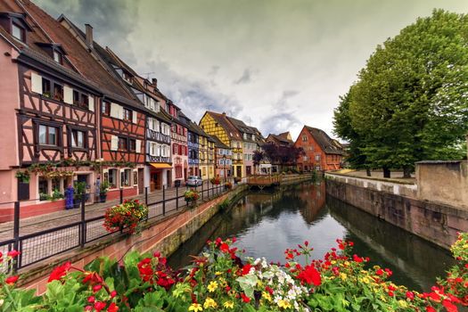 Famous traditional colorful timbered houses in Little Venice, petite Venise, Colmar, Alsace, France
