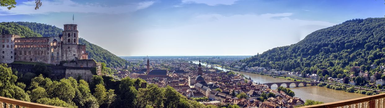 Heidelberg city and Neckar river panorama, Germany