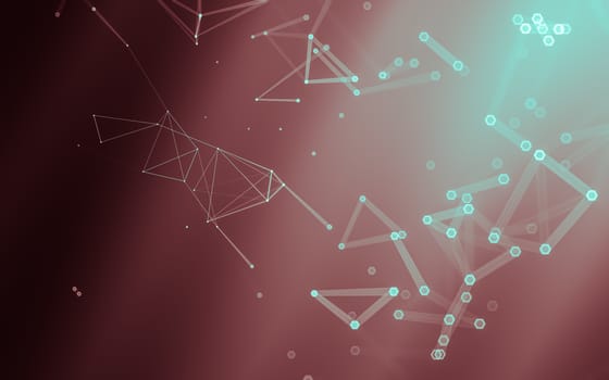 Abstract polygonal space low poly dark background with connecting dots and lines. Connection structure. 3d rendering