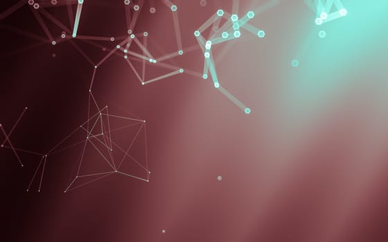 Abstract polygonal space low poly dark background with connecting dots and lines. Connection structure. 3d rendering