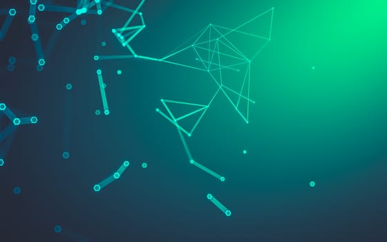 Abstract polygonal space low poly dark background with connecting dots and lines. Connection structure. 3d rendering