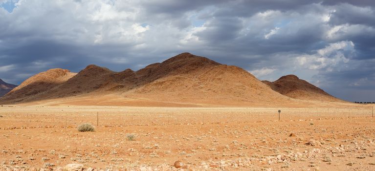 fantastic Namibia desert landscape, Erongo region with dramatic sky