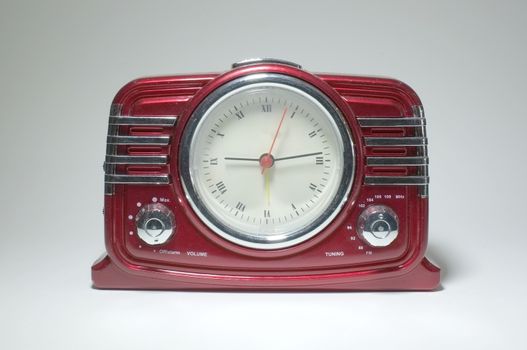 Retro radio receiver with clock of the last century