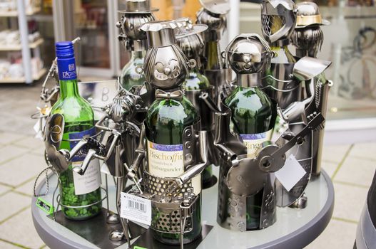 Europa, Germany, Bad Wildungen-1, Dezember, 2015: Metal Crafts handmade wine bottle.