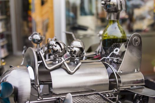 Europa, Germany, Bad Wildungen-1, Dezember, 2015: Metal Crafts handmade wine bottle.