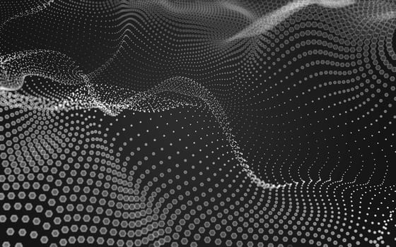 Abstract polygonal space low poly dark background with connecting dots and lines. Connection structure. 3d rendering