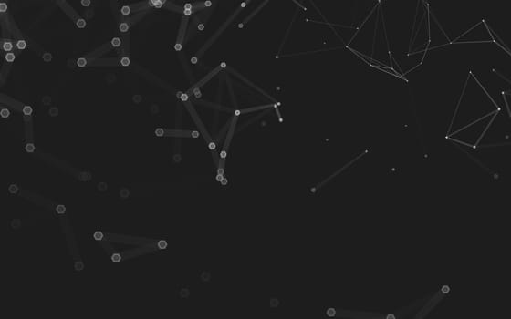 Abstract polygonal space low poly dark background with connecting dots and lines. Connection structure. 3d rendering