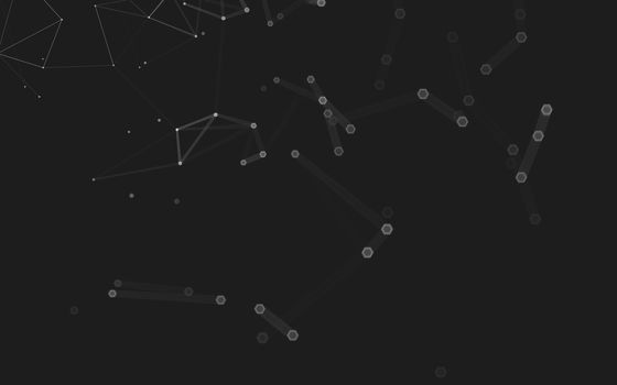 Abstract polygonal space low poly dark background with connecting dots and lines. Connection structure. 3d rendering