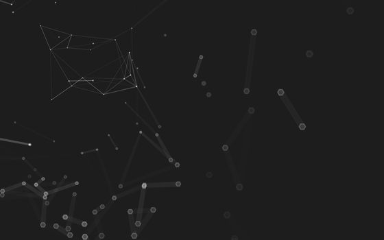 Abstract polygonal space low poly dark background with connecting dots and lines. Connection structure. 3d rendering