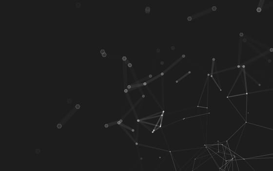 Abstract polygonal space low poly dark background with connecting dots and lines. Connection structure. 3d rendering