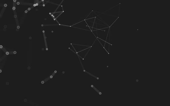 Abstract polygonal space low poly dark background with connecting dots and lines. Connection structure. 3d rendering