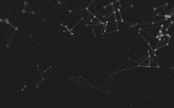 Abstract polygonal space low poly dark background with connecting dots and lines. Connection structure. 3d rendering