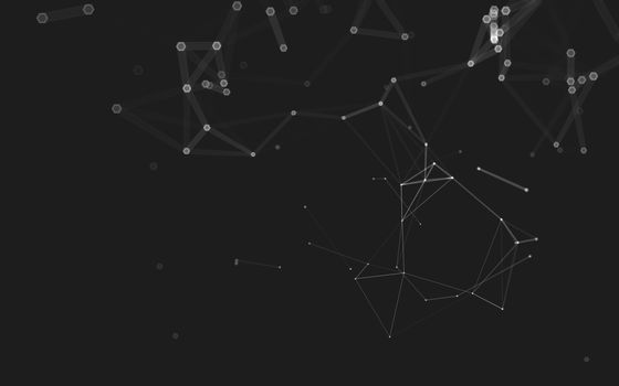 Abstract polygonal space low poly dark background with connecting dots and lines. Connection structure. 3d rendering