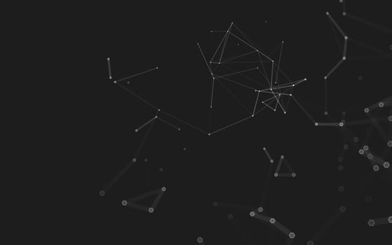 Abstract polygonal space low poly dark background with connecting dots and lines. Connection structure. 3d rendering