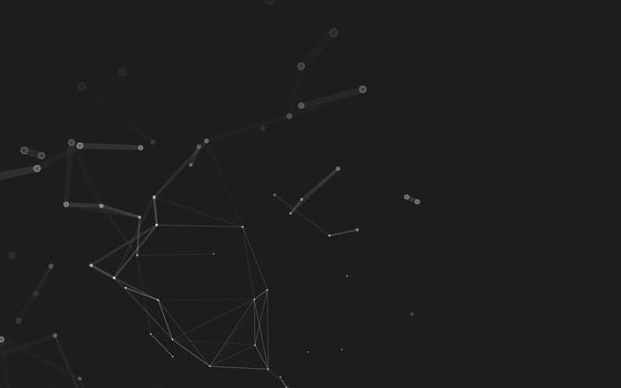 Abstract polygonal space low poly dark background with connecting dots and lines. Connection structure. 3d rendering