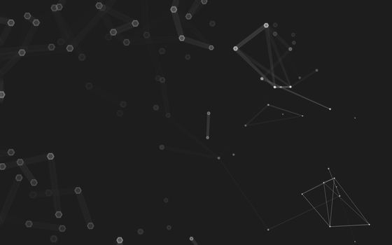 Abstract polygonal space low poly dark background with connecting dots and lines. Connection structure. 3d rendering