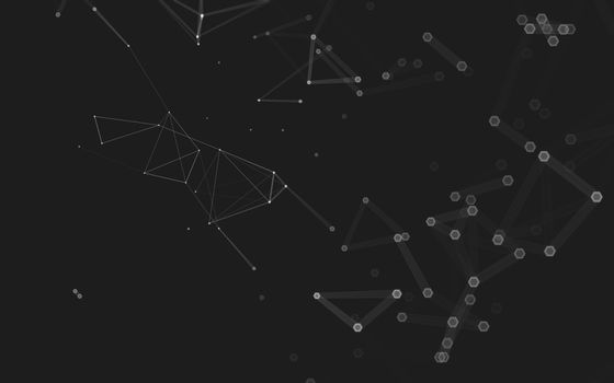 Abstract polygonal space low poly dark background with connecting dots and lines. Connection structure. 3d rendering