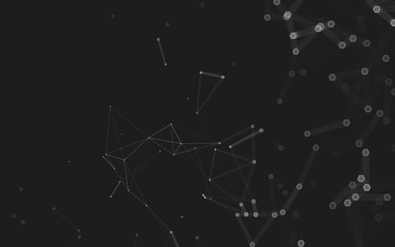 Abstract polygonal space low poly dark background with connecting dots and lines. Connection structure. 3d rendering