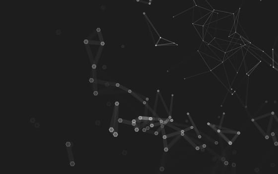 Abstract polygonal space low poly dark background with connecting dots and lines. Connection structure. 3d rendering