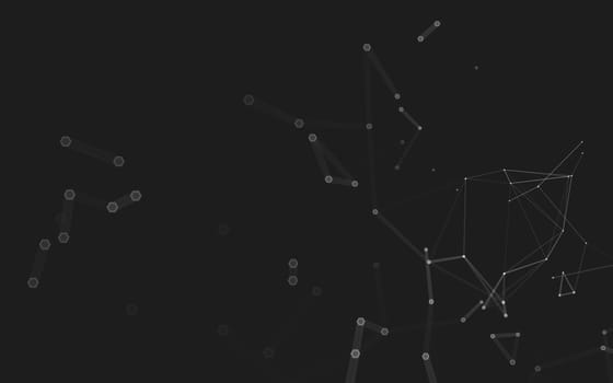 Abstract polygonal space low poly dark background with connecting dots and lines. Connection structure. 3d rendering