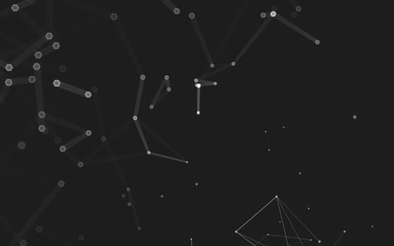 Abstract polygonal space low poly dark background with connecting dots and lines. Connection structure. 3d rendering