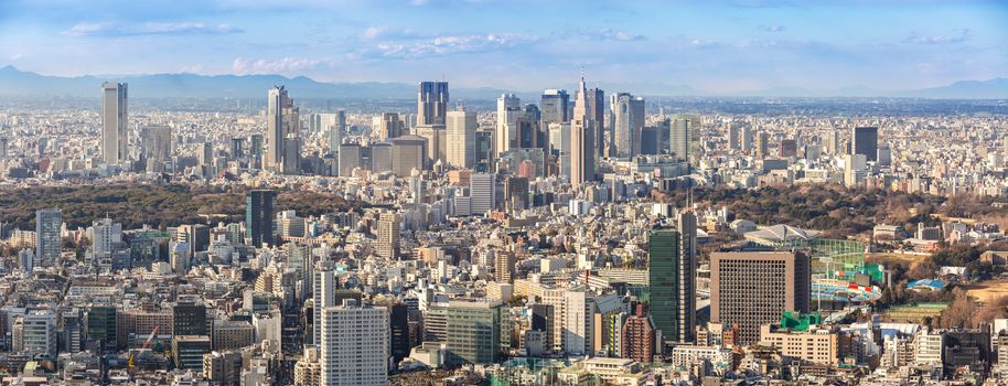 Tokyo city skyline in Shinjuku area panorama