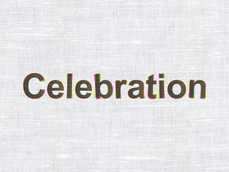 Holiday concept: CMYK Celebration on linen fabric texture background