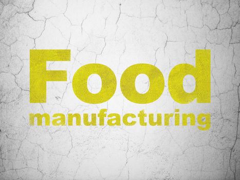Manufacuring concept: Yellow Food Manufacturing on textured concrete wall background