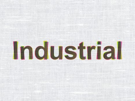 Industry concept: CMYK Industrial on linen fabric texture background