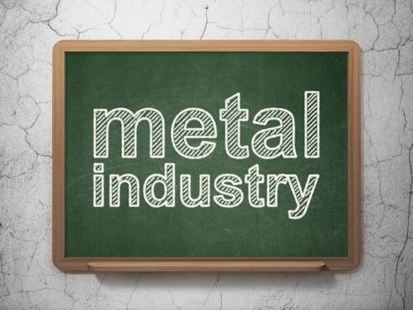 Manufacuring concept: text Metal Industry on Green chalkboard on grunge wall background, 3D rendering