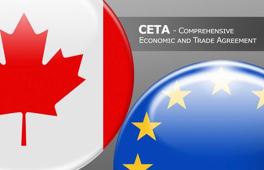 CITA Canada - EUROPE - Flag buttons labeled with CETA - Comprehensive Economic and Trade Agreement