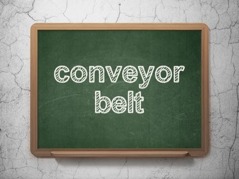 Industry concept: text Conveyor Belt on Green chalkboard on grunge wall background, 3D rendering