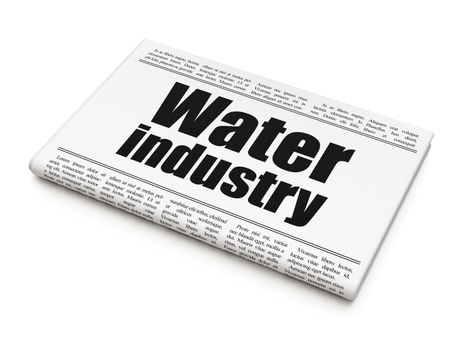 Industry concept: newspaper headline Water Industry on White background, 3D rendering