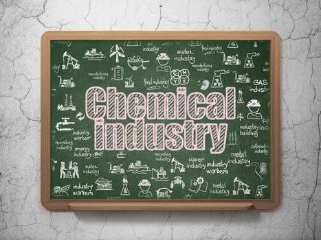 Manufacuring concept: Chalk Pink text Chemical Industry on School board background with  Hand Drawn Industry Icons, 3D Rendering