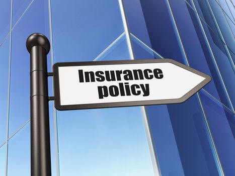 Insurance concept: sign Insurance Policy on Building background, 3D rendering