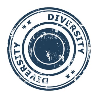 Diversity business concept rubber stamp isolated on a white background.
