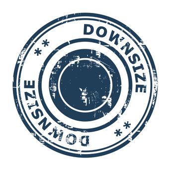 Downsize business concept rubber stamp isolated on a white background.