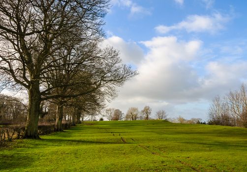 Rural landscape in winter in England, UK